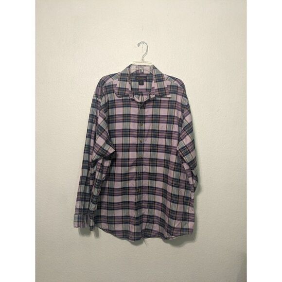 2XL Men's Brooks Brothers Cotton Button Down Plaid Purple Shirt Made In Italy - Picture 10 of 14